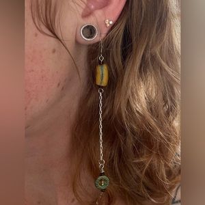 handmade beaded dangly chain earrings
